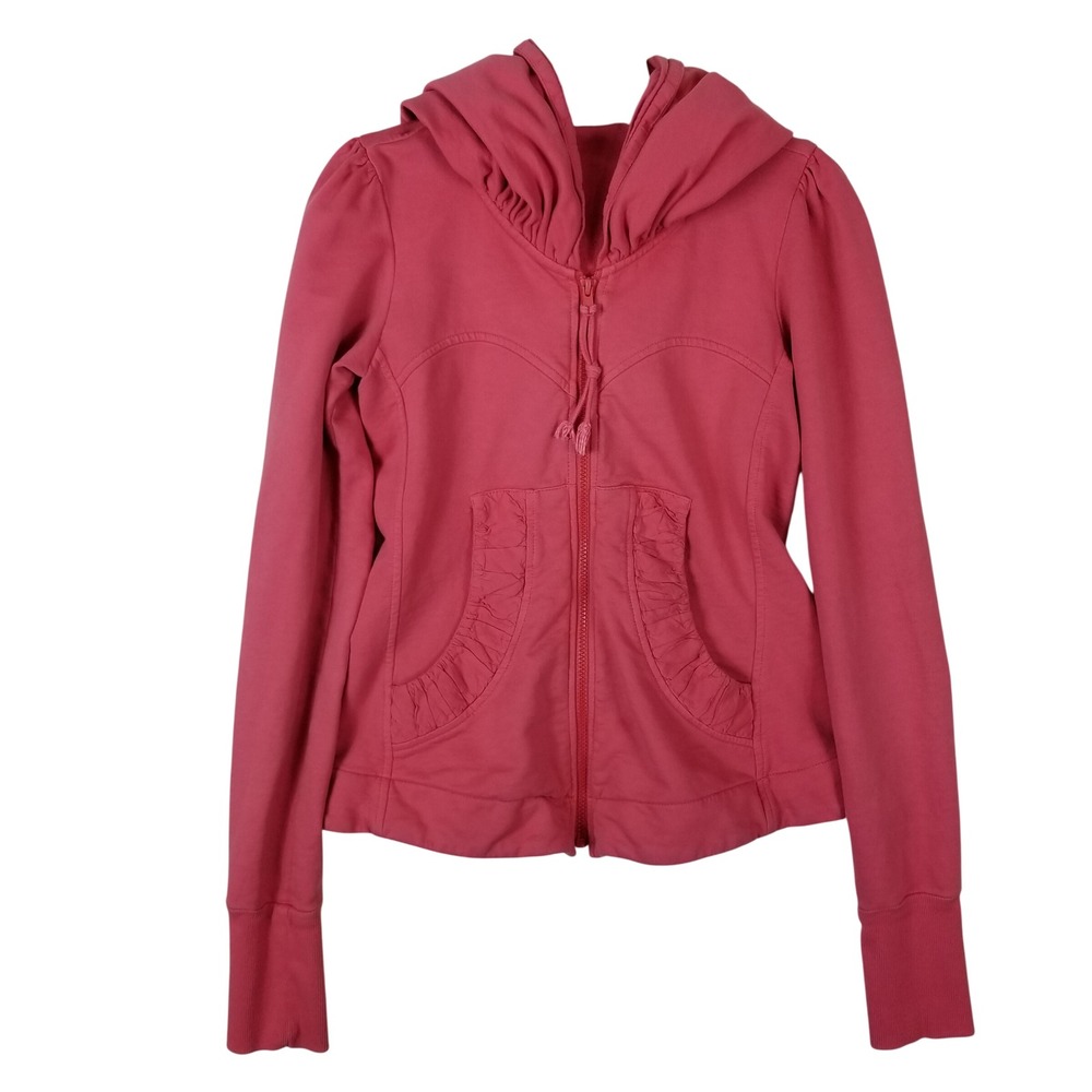 Prairie Underground Pink Organic Cotton Ruffle Zip Up Hoodie‎ Jacket Small